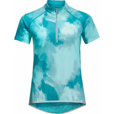 Jack Wolfskin Women's Tourer Halfzip Print Tee Dark Aqua Allover