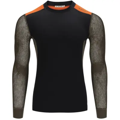 Aclima M's Woolnet Hybrid Crewneck Jet Black/Tarmac/Gold Flame