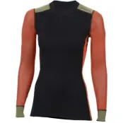 Aclima W's WoolNet Hybrid Crewneck Jet Black/Poinciana/Capulet Olive