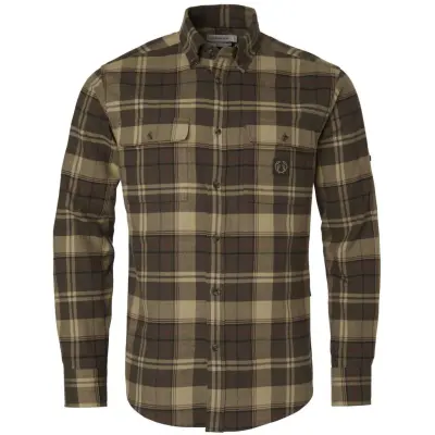 Chevalier Heron Flannel Shirt Men Soil Brown Checked