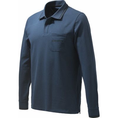 Beretta Men's Airmesh Polo Long Sleeve Blue Total Eclipse