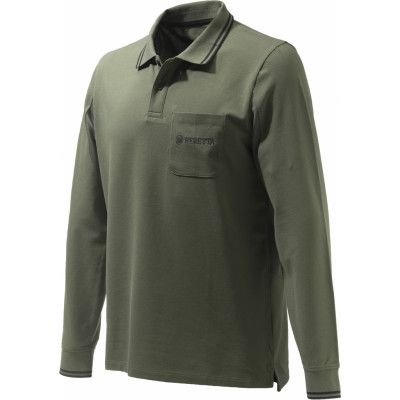 Beretta Men's Airmesh Polo Long Sleeve Green