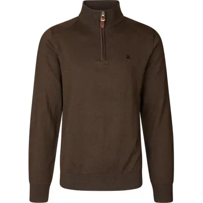 Seeland Men's Pine Half Zip Sweater Dark Brown