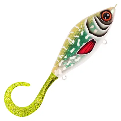 Strike Pro Guppie Jr 11 cm jerkbait Glitter Pike Green Gold Glitter