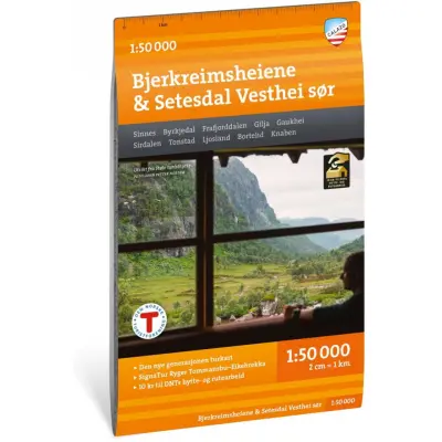 Calazo förlag Bjerkreimsheiene & Setesdal Vesthei Sør 1:50 000 Hiking map