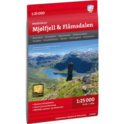 Calazo förlag Høyfjellskart Mjølfjell & Flåmsdalen 1:25 000 NoColour