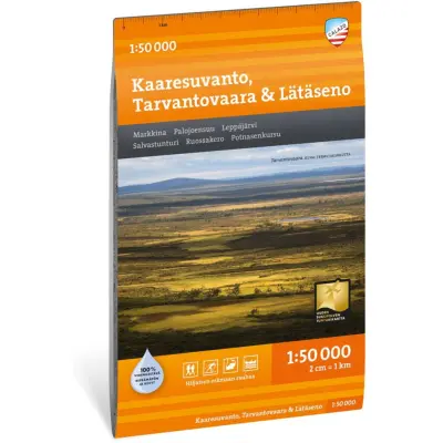 Calazo förlag Kaaresuvanto, Tarvantovaara & Lätäseno 1:50 000 Hiking map
