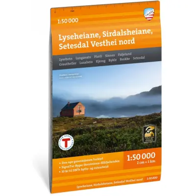 Calazo förlag Lyseheiane, Sirdalsheiane & Setesdal Vesthei Nord 1:50 000 Hiking map