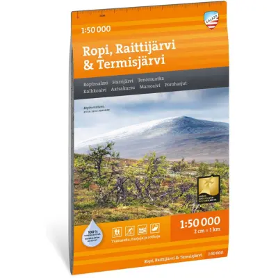 Calazo förlag Ropi, Raittijärvi & Termisjärvi 1:50 000 Hiking map