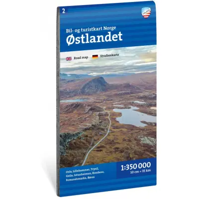 Calazo förlag Østlandet 1:350 000 Road map