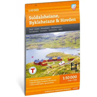 Calazo förlag Suldalsheiane Bykleheiane & Hovden 1:50 000 Hiking map