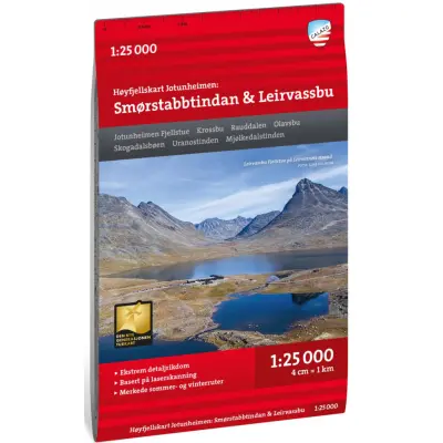 Calazo Høyfjellskart Jotunheimen: Smørstabbstindan&Leirvassbu 1:25 000