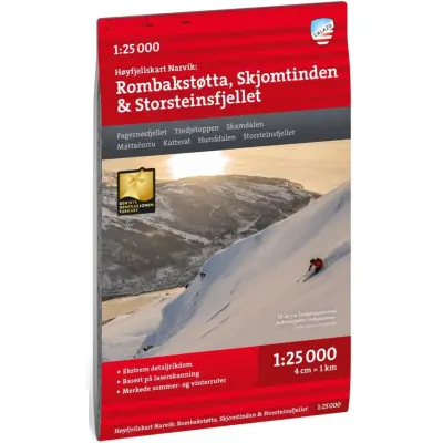 Calazo Høyfjellskart Narvik: Rombakstøtta, Skjomtinden&Storsteinsfjellet 1:25 000