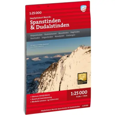 Calazo Høyfjellskart Narvik: Spanstinden&Dudalstinden 1:25 000