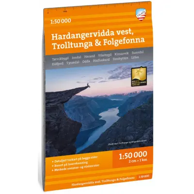 Calazo Turkart Hardangervidda vest, Trolltunga&Folgefonna 1:50 000