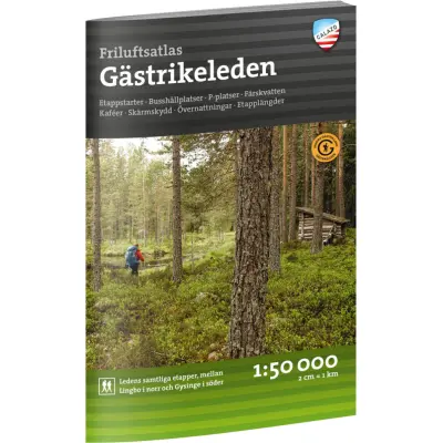 Calazo förlag Friluftsatlas Gästrikeleden 1:50.000 NoColour