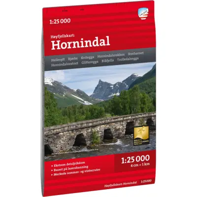 Calazo förlag Høyfjellskart Hornindal 1:25.000 NoColour