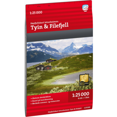 Calazo förlag Høyfjellskart Jotunheimen: Tyin & Filefjell 1:25.000 NoColour
