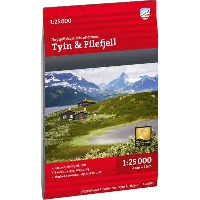 Calazo förlag Høyfjellskart Jotunheimen: Tyin & Filefjell 1:25.000 NoColour