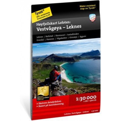Calazo förlag Høyfjellskart Lofoten: Vestvågøya – Leknes Nocolour