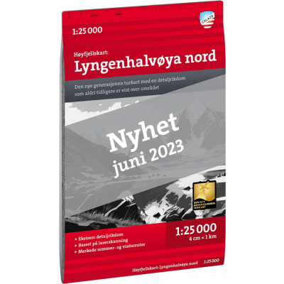 Calazo förlag Høyfjellskart Lyngenhalvøya nord 1:25.000 NoColour