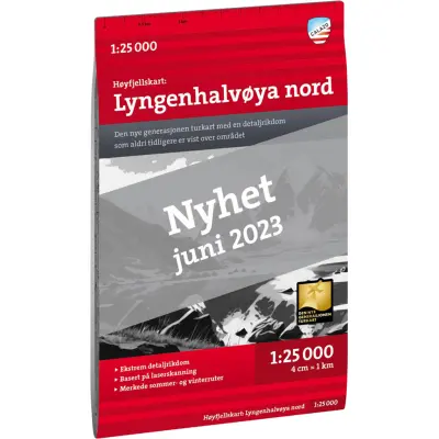 Calazo förlag Høyfjellskart Lyngenhalvøya nord 1:25.000 NoColour