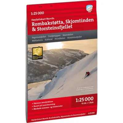 Calazo förlag Høyfjellskart Narvik: Rombakstøtta, Skjomtinden & Storsteinsfjellet 1:25.000 NoColour
