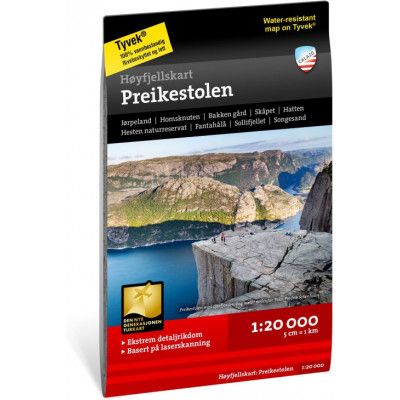 Calazo förlag Høyfjellskart Preikestolen Nocolour