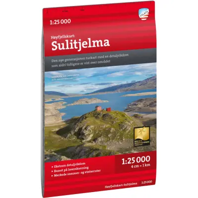 Calazo förlag Høyfjellskart Sulitjelma 1:25.000 Onecolour