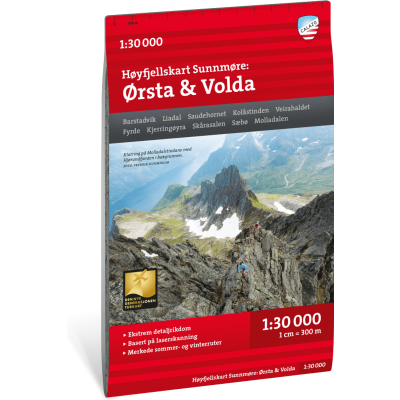 Calazo förlag Høyfjellskart Sunnmøre: Ørsta 1:25.000 Nocolour