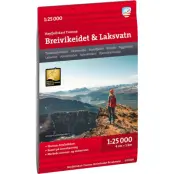 Calazo förlag Høyfjellskart Tromsø: Breivikeidet Laksvatn 1:25.000 NoColour