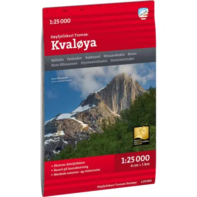 Calazo förlag Høyfjellskart Tromsø: Kvaløya 1:25.000 NoColour