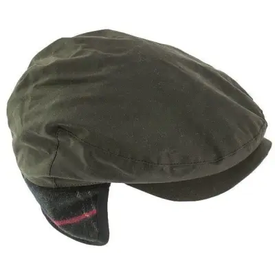 Barbour M's Cheviot Wax Flat Cap Olive