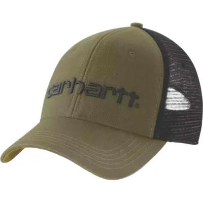 Carhartt Canvas Mesh-Back Logo Graphic Cap Dark Bronzed Green