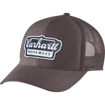 Carhartt Men's Twill Mesh-Back Script Patch Cap Dark Sepia