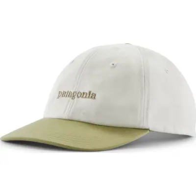 Patagonia Fitz Roy Icon Trad Cap Text Logo: Birch White W/gumtree Green