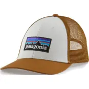 Patagonia P-6 Logo LoPro Trucker Hat White w/Bear Brown