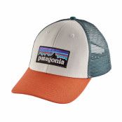 Patagonia P-6 Logo LoPro Trucker Hat White w/Sunset Orange