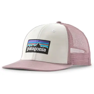 Patagonia P-6 Logo Trucker Hat White W/Quiet Violet - Onesize