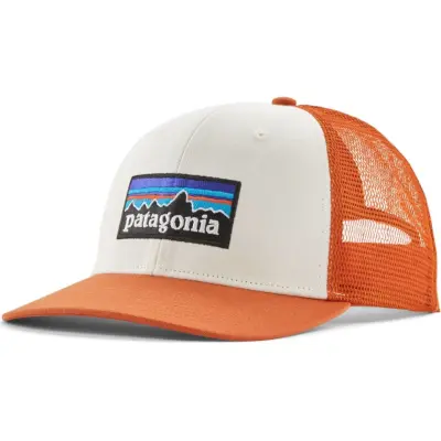 Patagonia P-6 Logo Trucker Hat White w/Redtail Rust
