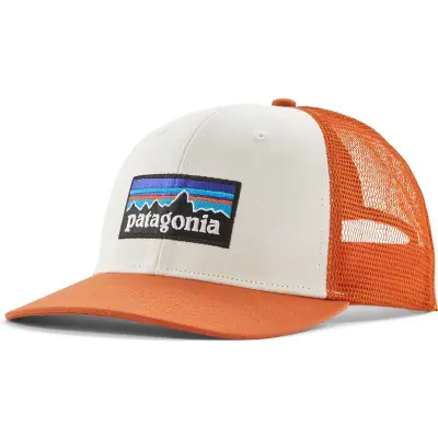 Patagonia P-6 Logo Trucker Hat White W/Redtail Rust - Onesize
