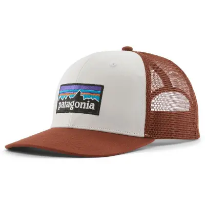 Patagonia P-6 Logo Trucker Hat White W/Rusty Red - Onesize