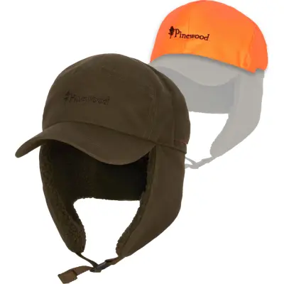 Pinewood Småland Teddy Winter Cap Mossgreen/orange