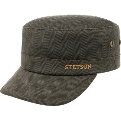 Stetson Herringbone Army Cap with Lining Mud-Black