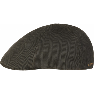 Stetson Men's Herringbone Duck Flat Cap Mud-Black