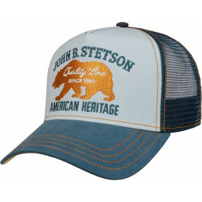 Stetson Men's Trucker Cap Bear Blue Fish Print