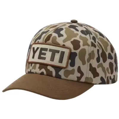 Yeti Logo Woven Flat Brim Snapback Hat Camo