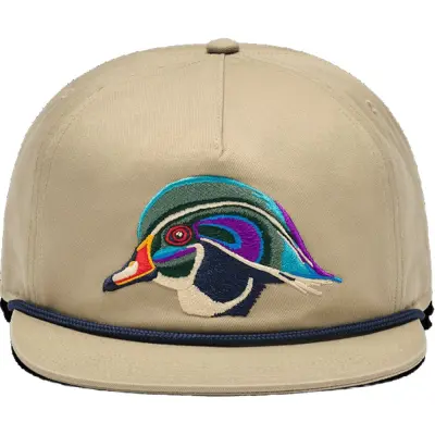 Yeti Wood Duck Flat Brim Rope Hat Khaki