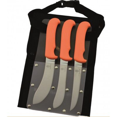 Grey Oak Butcher Set Orange