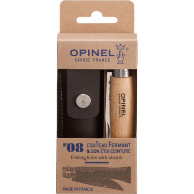 Opinel Stainless Steel No08 + Sheath Beech Wood